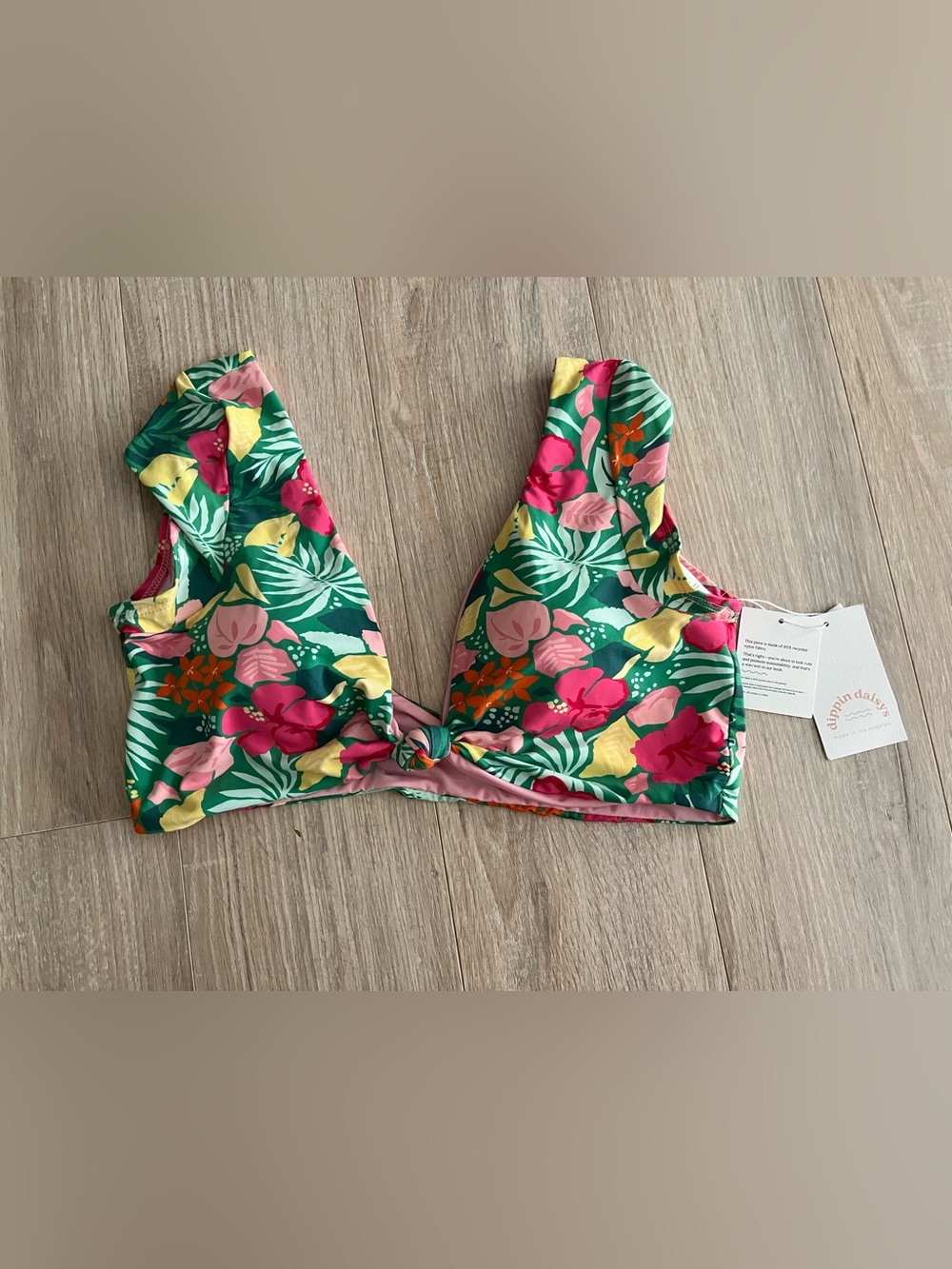 NWT Dippin' Daisy's Women’s Eco Vision Cropped Bikini Top Bright Floral Size XL - Picture 2 of 8